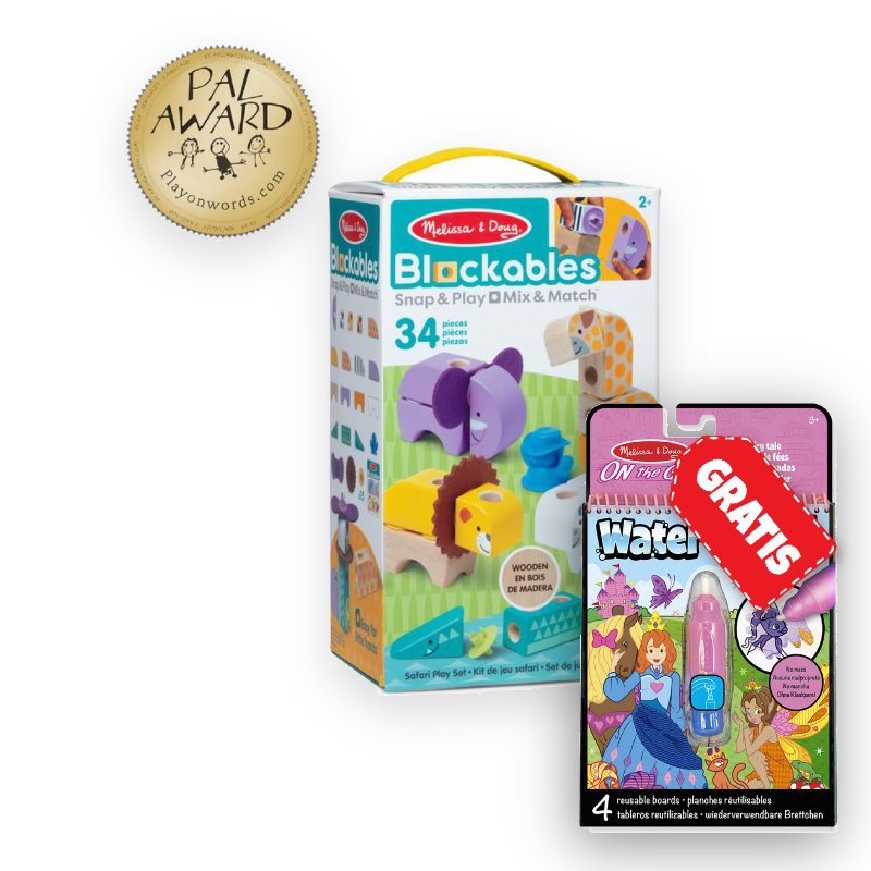 REA: Melissa & Doug Blockables byggsats safari + magi med vatten sagor GRATIS