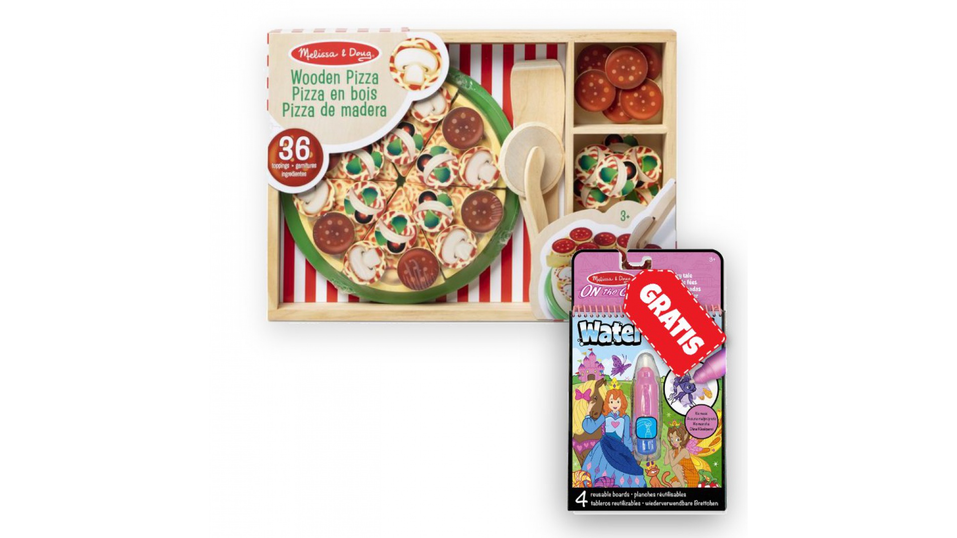Levně AKCE: Melissa & Doug pizza party set + Water WOW kouzlení vodou pohádky ZDARMA