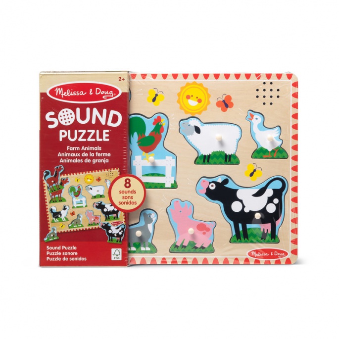 Melissa & Doug dřevěné puzzle se zvuky zvířátka na farmě