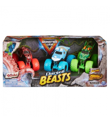 Monster Jam Charged Beasts sada 3 aut 1:64