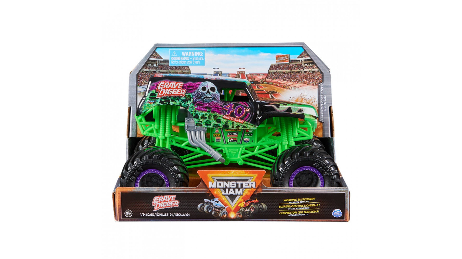 Levně Monster Jam Grave Digger kovový Monster Truck 1:24