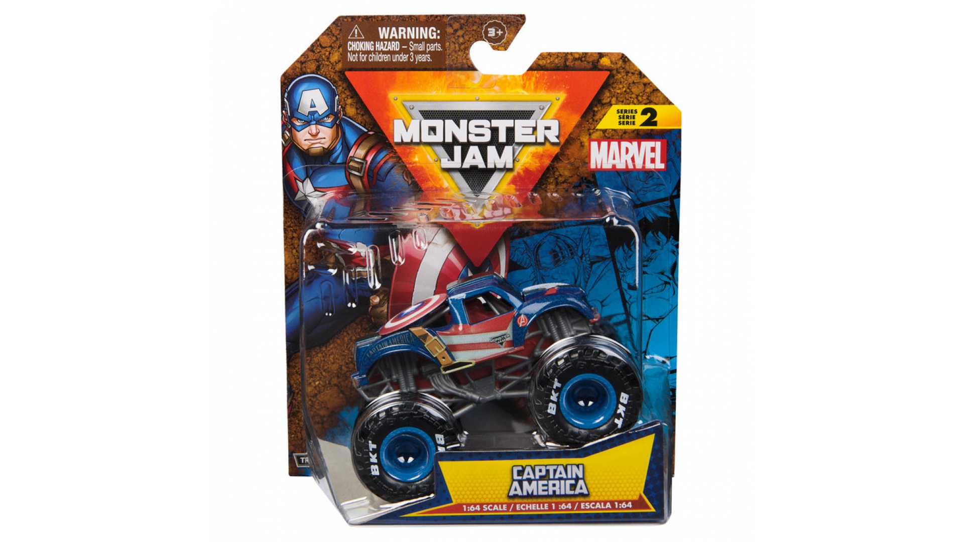 Levně Monster Jam Marvel Captain America s2 sběratelský Monster Truck 1:64