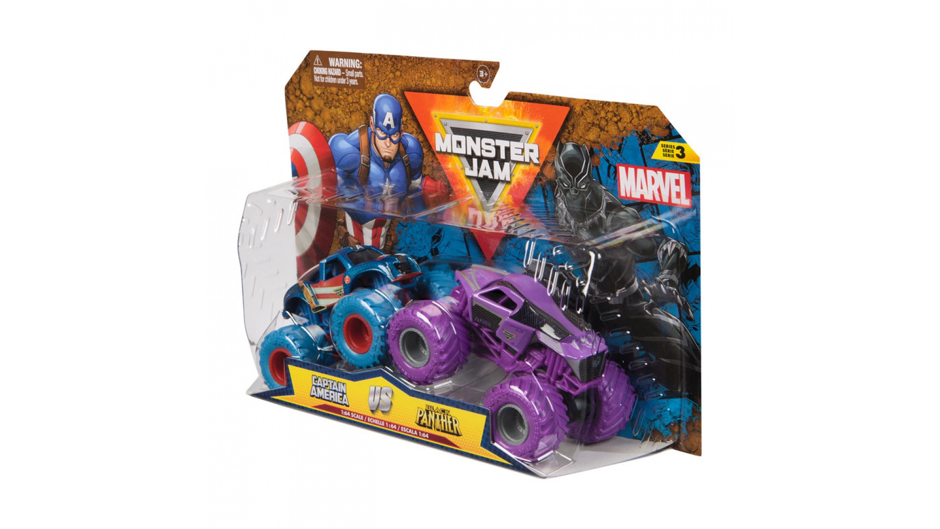 Monster Jam Captain America vs Black Panther sada 2 Monster Truckov 1:64