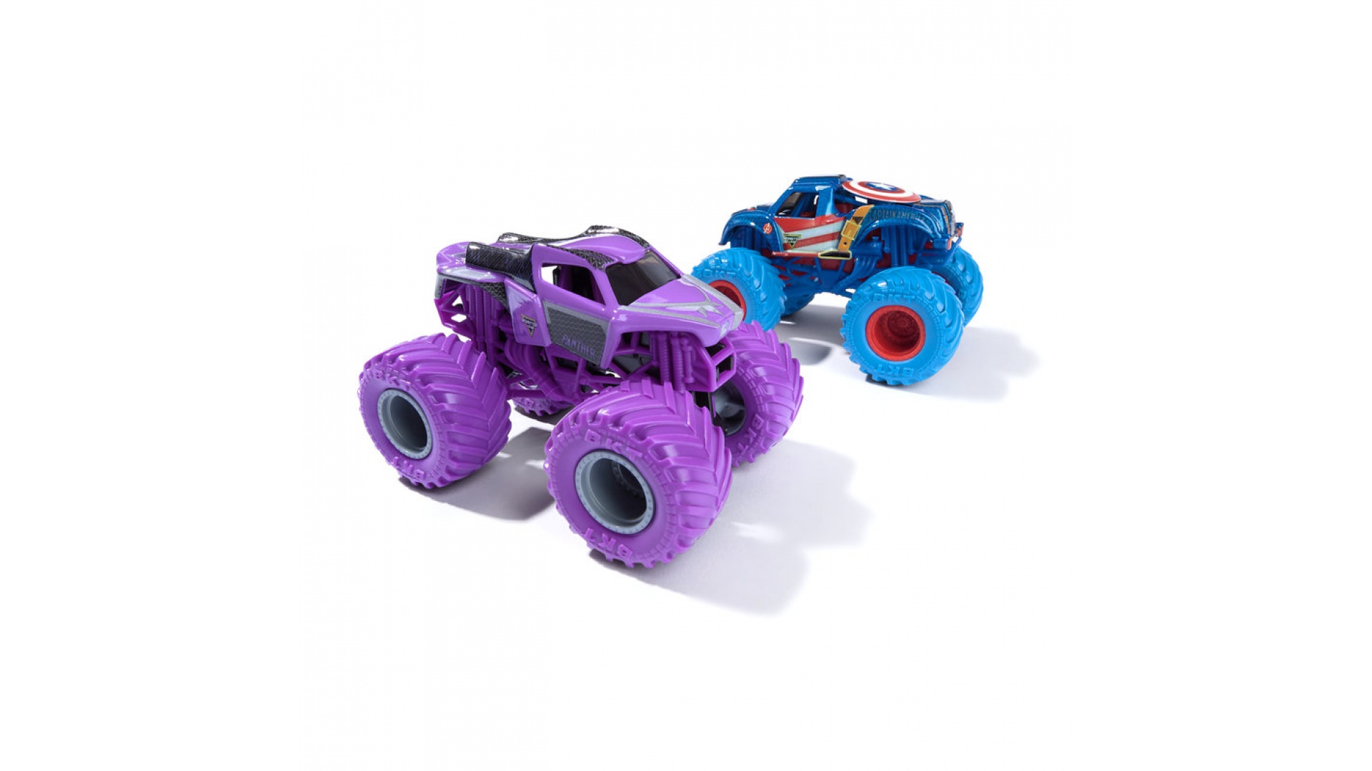 Monster Jam Captain America vs Black Panther sada 2 Monster Truckov 1:64