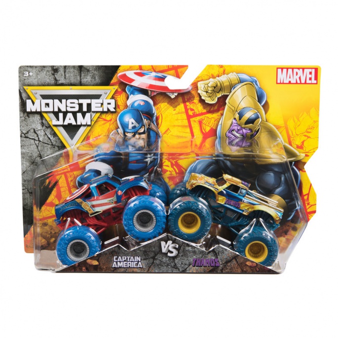 Monster Jam Captain America vs Thanos sada 2 Monster Trucků 1:64