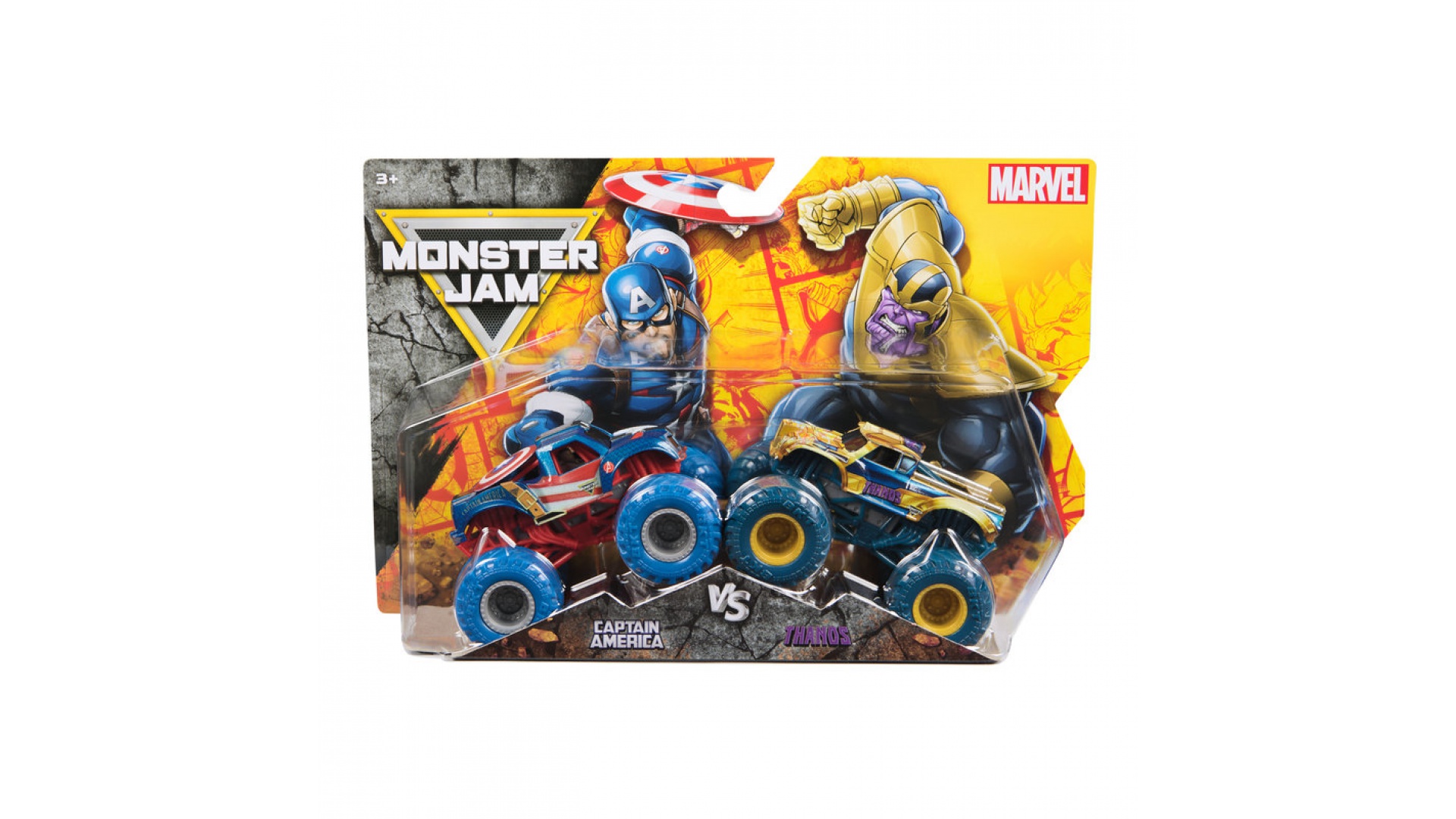 Levně Monster Jam Captain America vs Thanos sada 2 Monster Trucků 1:64