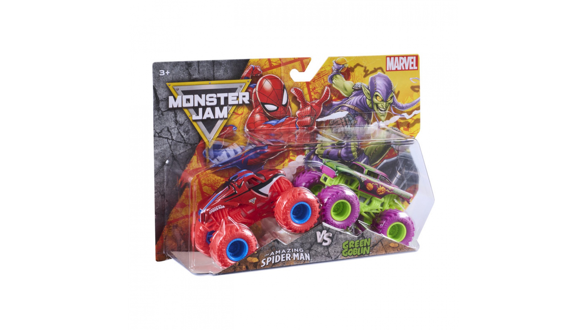 Levně Monster Jam Spiderman vs Green Goblin sada 2 Monster Trucků 1:64