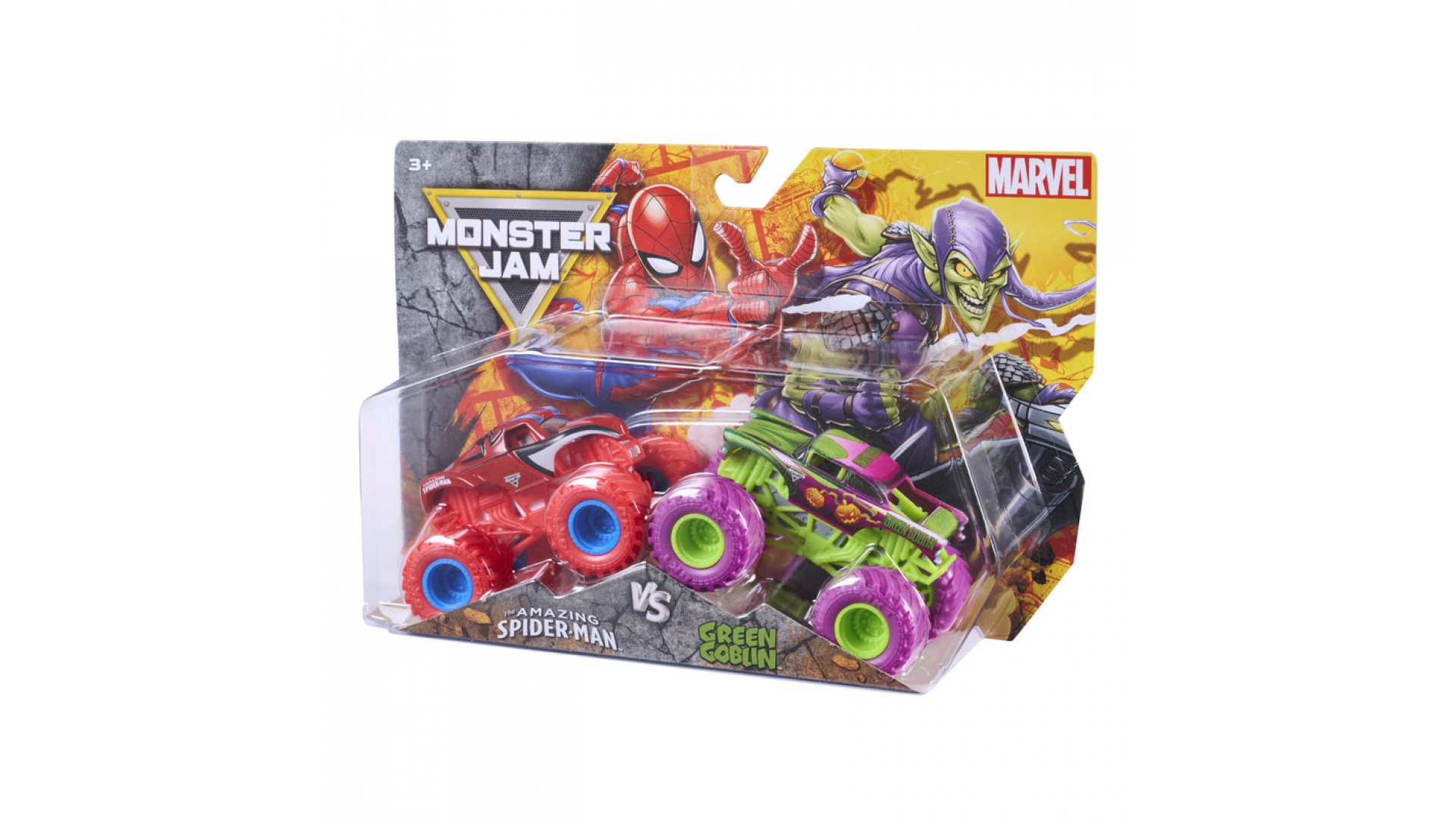 Monster Jam Spiderman vs Green Goblin sada 2 Monster Truckov 1:64