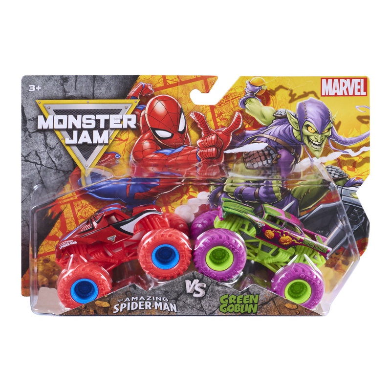 Monster Jam Spiderman vs Green Goblin sada 2 Monster Trucků 1:64
