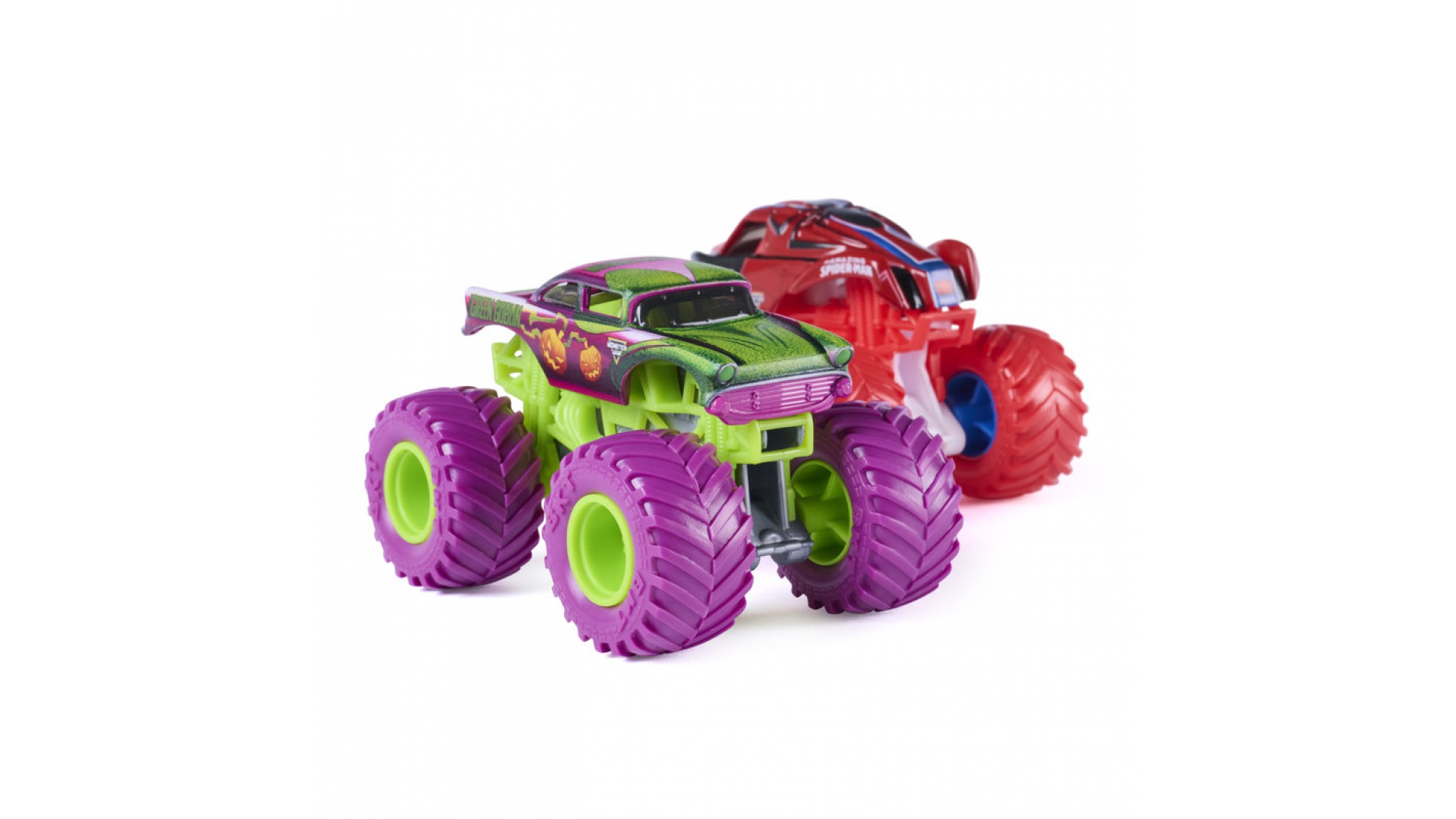Monster Jam Spiderman vs Green Goblin sada 2 Monster Truckov 1:64