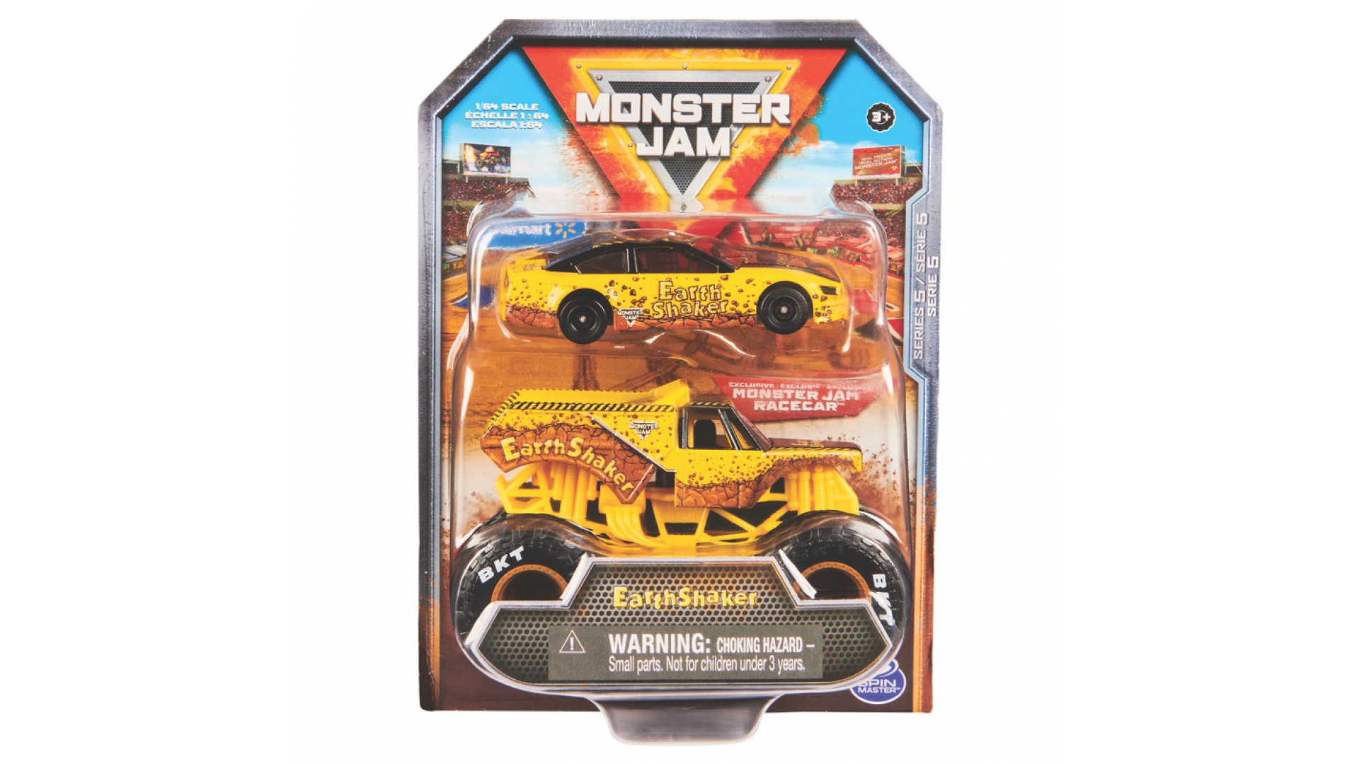 Levně Monster Jam Earth Shaker závodní auto a Monster Truck 1:64