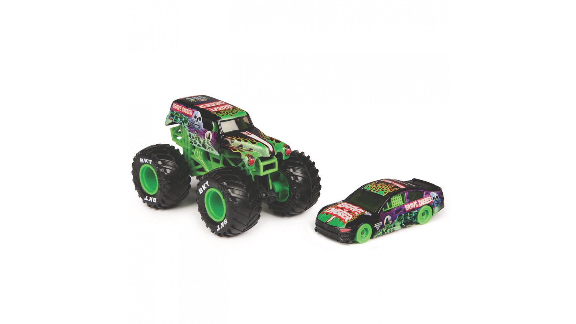 Monster Jam Grave Digger pretekárske auto a Monster Truck 1:64