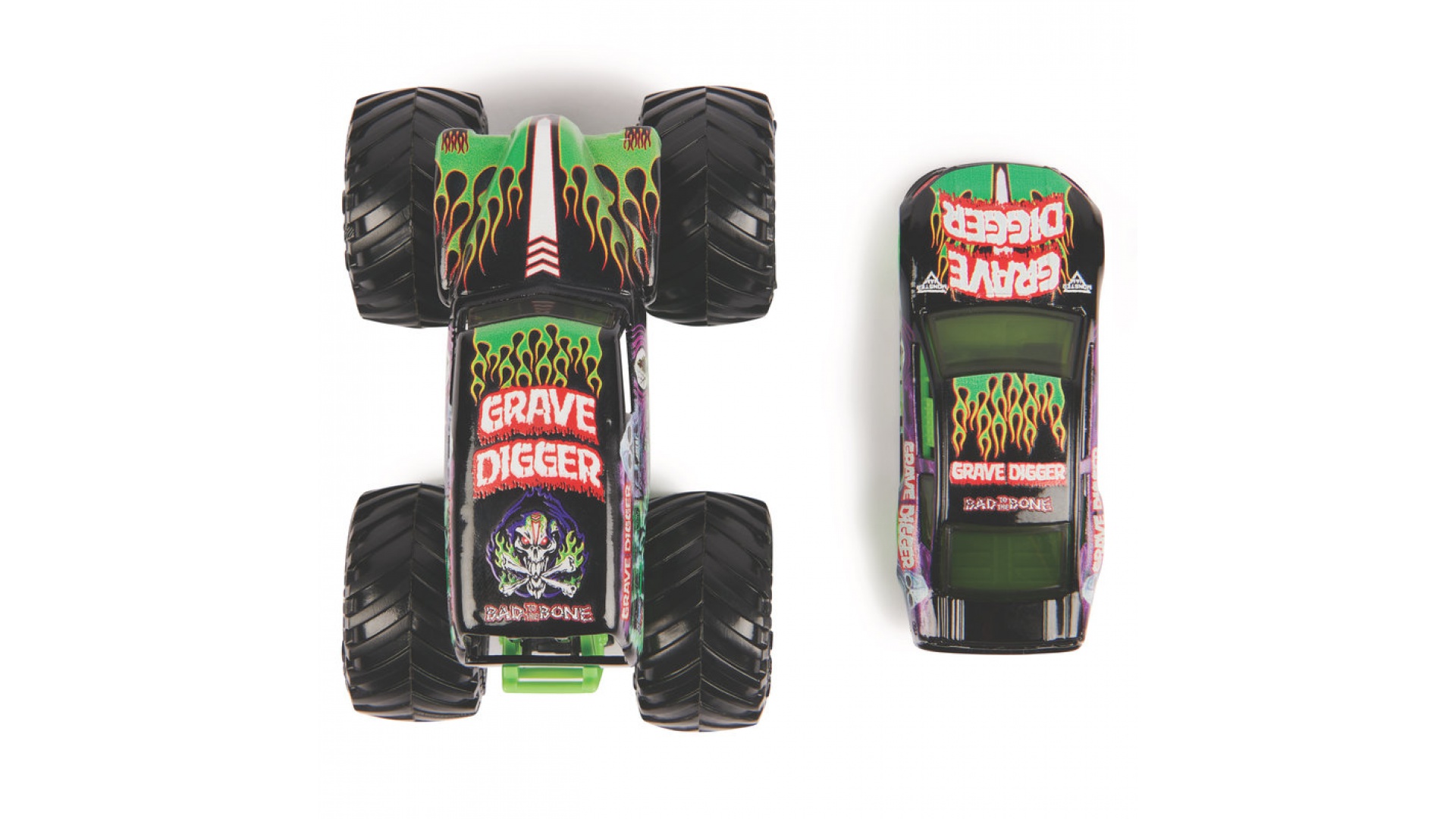 Monster Jam Grave Digger pretekárske auto a Monster Truck 1:64