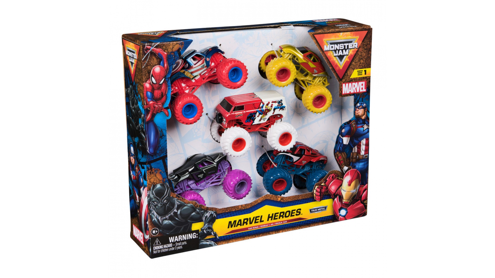 Monster Jam multibalenie kovových Monster Truckov superhrdinovia Marvel 1:64