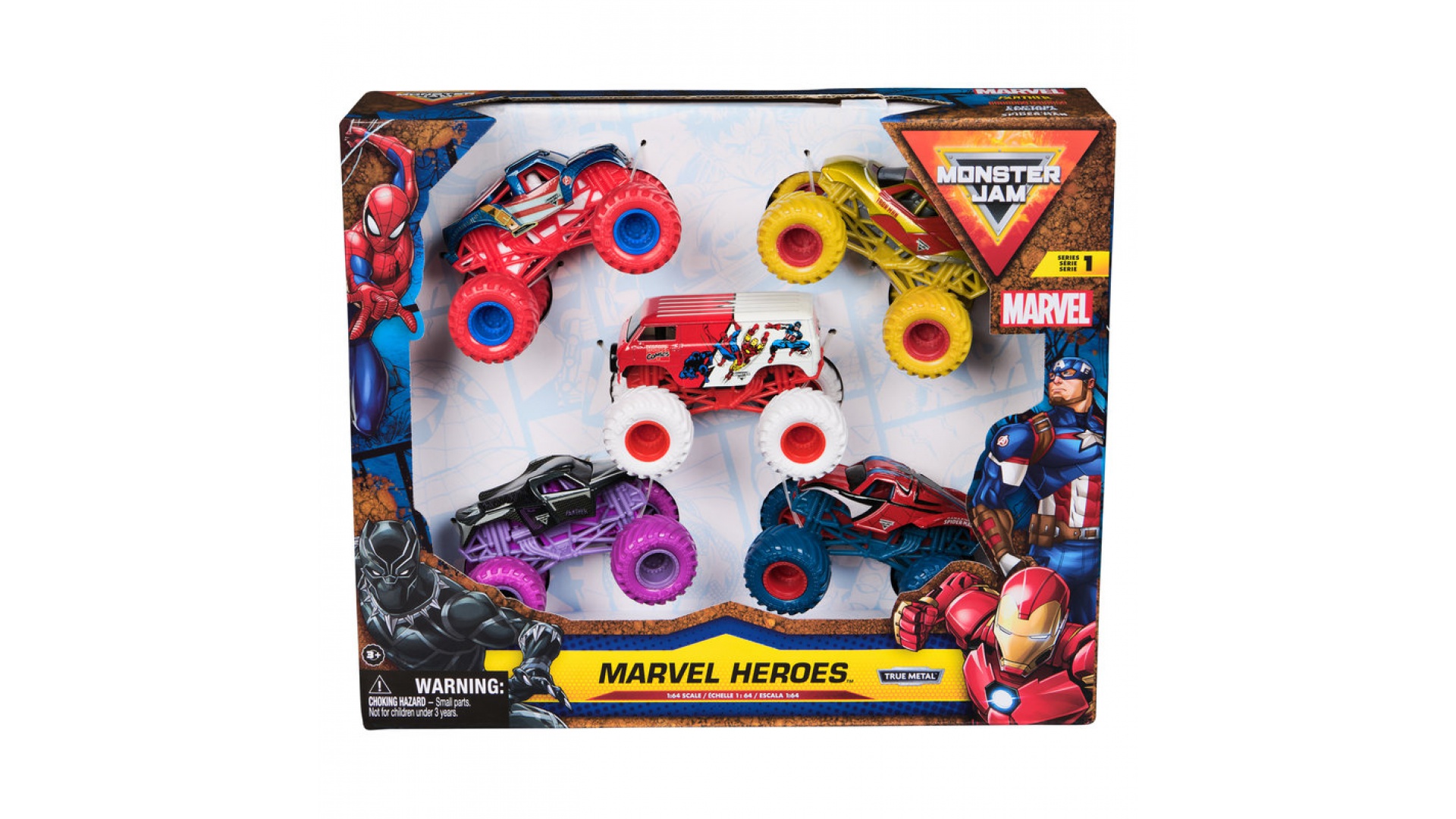 Monster Jam multibalenie kovových Monster Truckov superhrdinovia Marvel 1:64