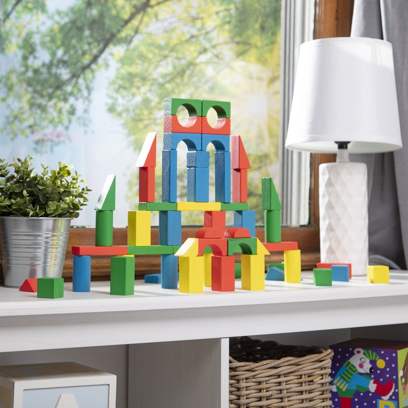Melissa & Doug sada dřevěných kostek 100 ks
