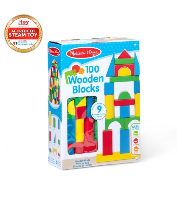 Melissa & Doug sada dřevěných kostek 100 ks