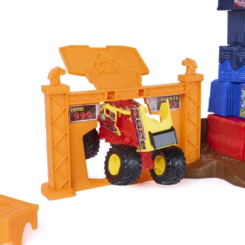 Monster Jam sada s trampolínou a opravovacím autem 1:64