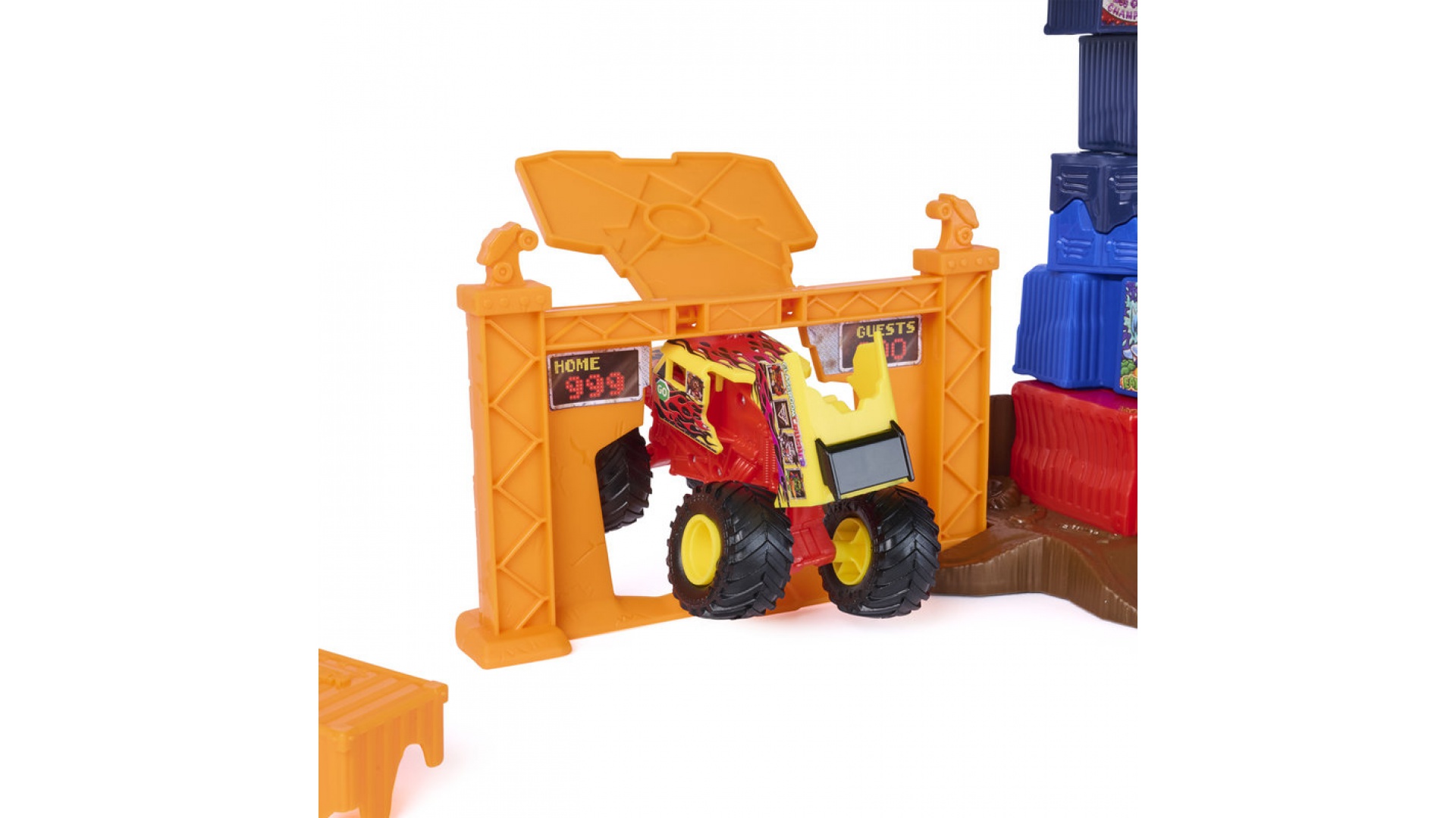 Monster Jam sada s trampolínou a opravovacím autom 1:64