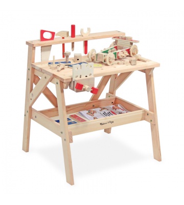 Melissa & Doug banco da lavoro in legno con 55 pezzi da costruzione