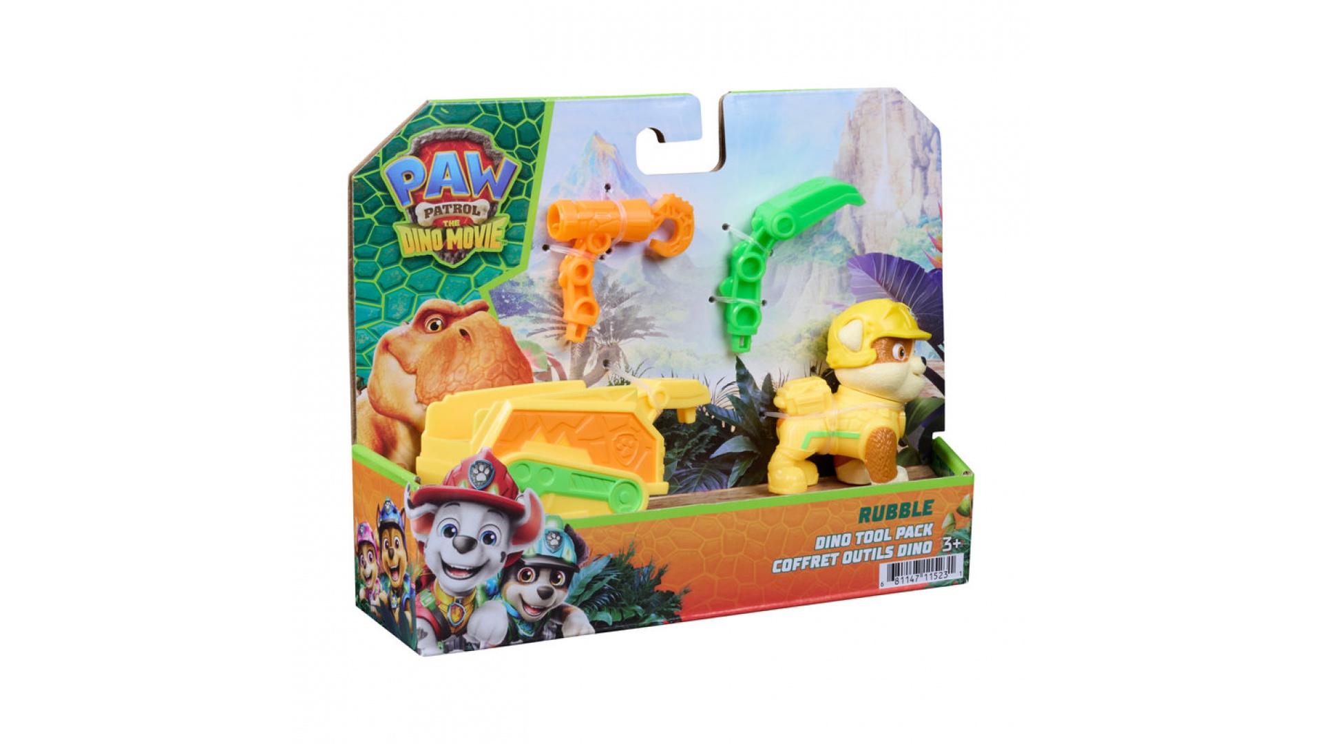 Patrula căţeluşilor The Dino Movie: figurina cu remorcă Rubble