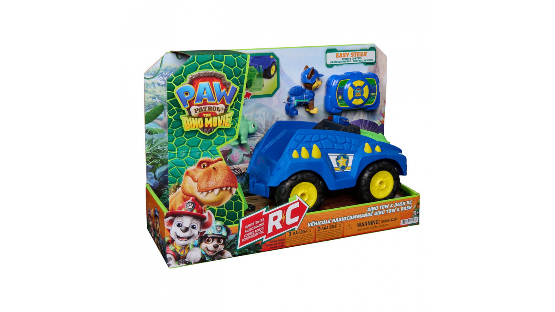 Paw Patrol The Dino Movie: Dino Tow & Dash RC, Easy-to-Steer Remote Control Car with Chase