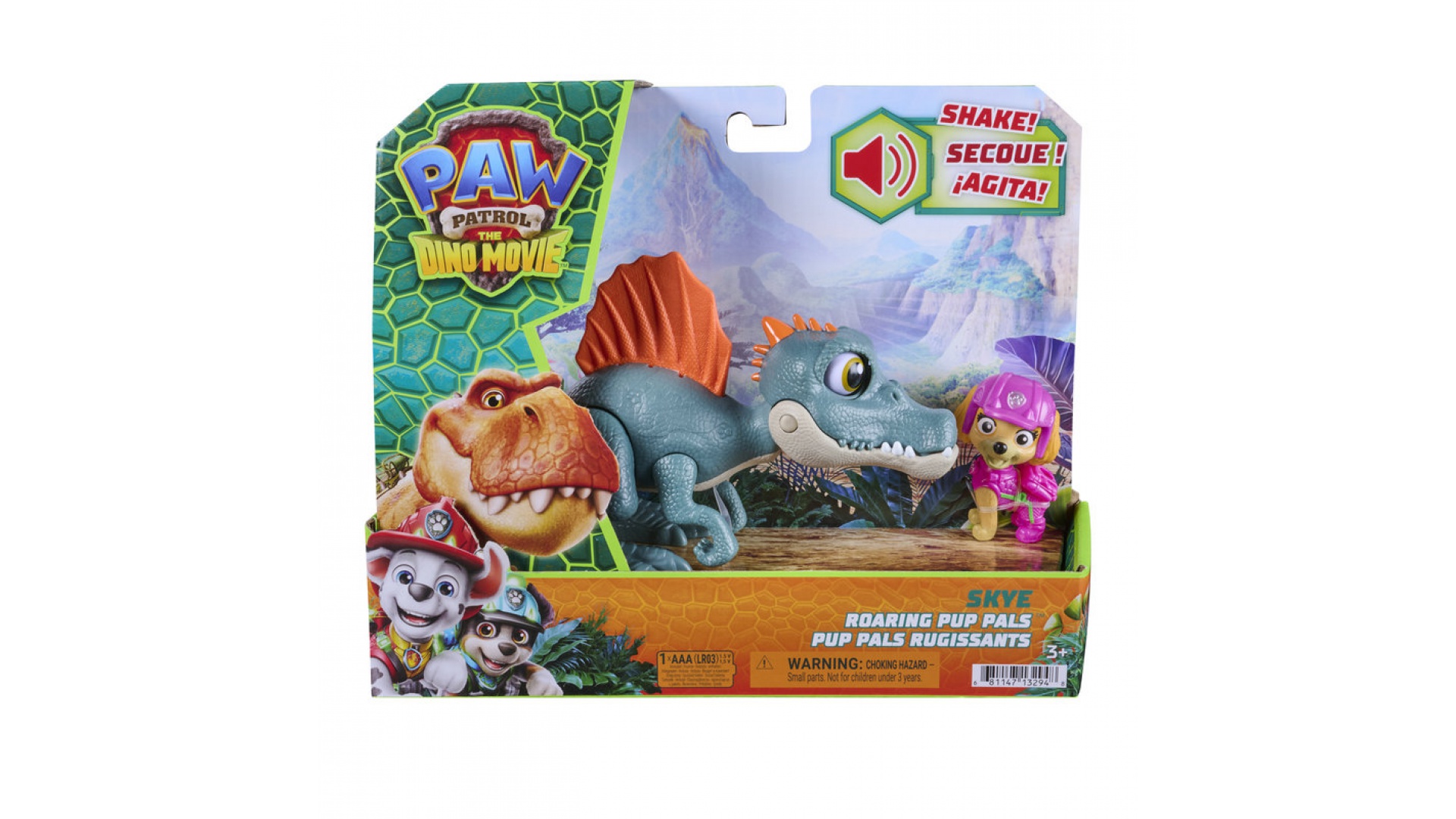Patrula căţeluşilor The Dino Movie: figurina dinozaur cu sunete + Skye