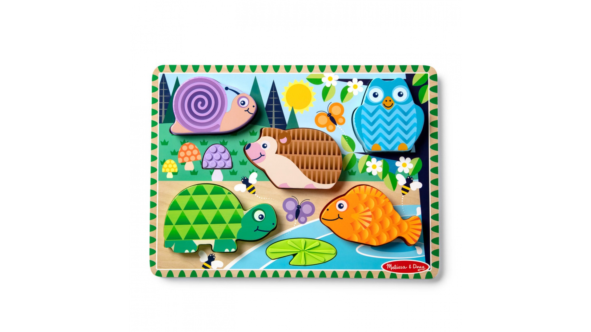 Melissa & Doug puzzle din Lemn cu Animăluțe și amprenta lor tactilă
