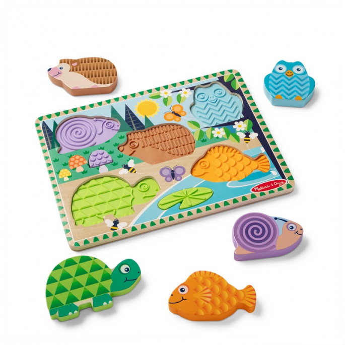 Melissa & Doug hölzerne Puzzle mit Tieren und deren fühlbarer Spur