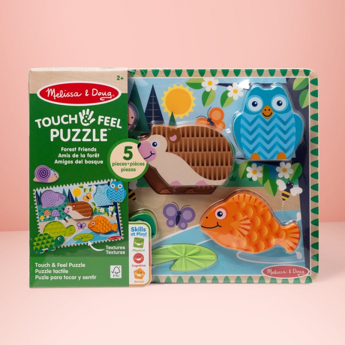 Melissa & Doug hölzerne Puzzle mit Tieren und deren fühlbarer Spur