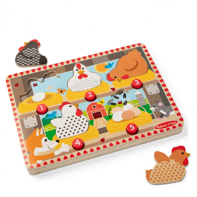 Melissa & Doug Holzpuzzle mit herausspringenden Hühnern