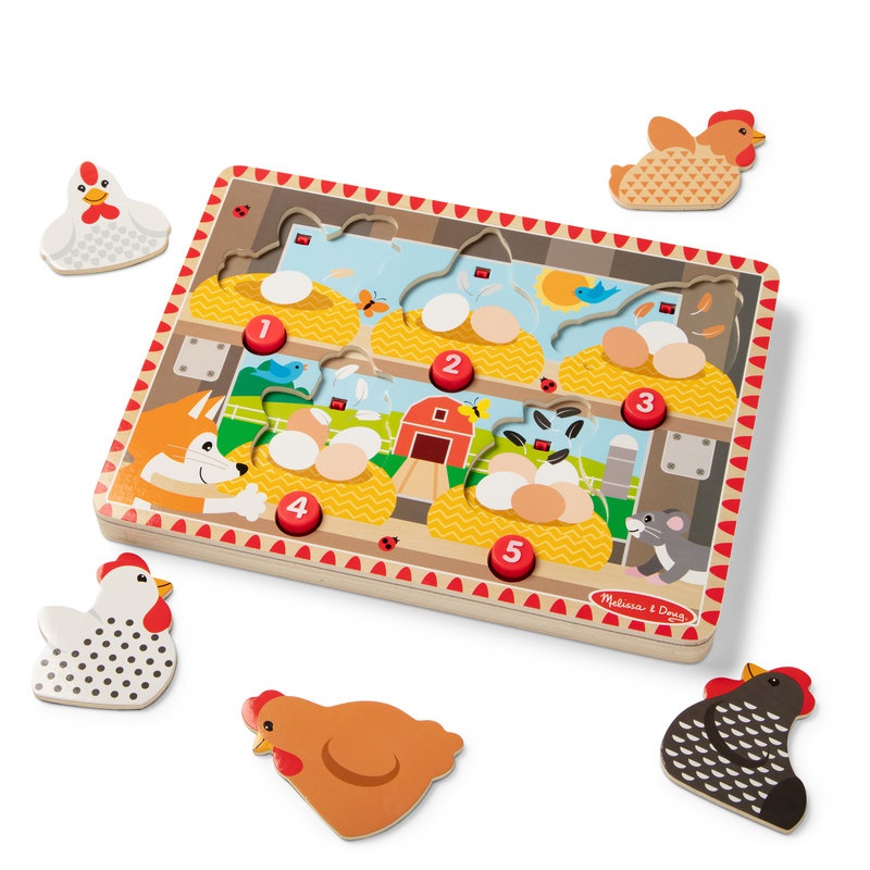 Melissa & Doug Holzpuzzle mit herausspringenden Hühnern