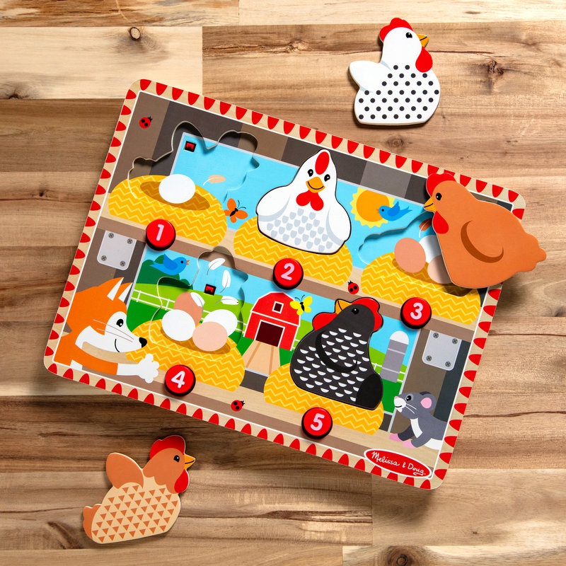 Melissa & Doug Holzpuzzle mit herausspringenden Hühnern