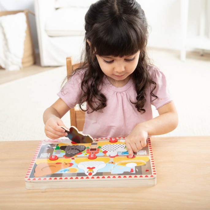 Melissa & Doug Holzpuzzle mit herausspringenden Hühnern