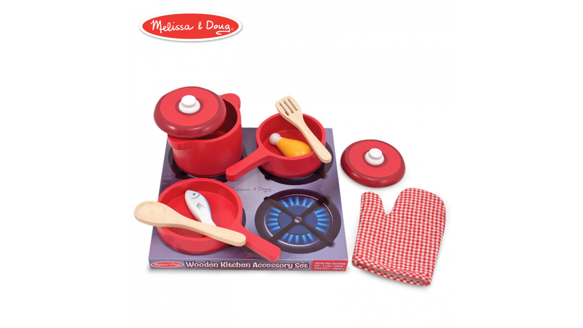 Melissa & Doug Lemn aragaz și vase pentru Pentru copii bucătărie
