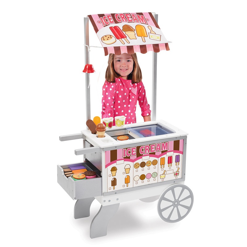 Melissa & Doug Lesene prodajni voziček s prigrizki in sladoledom