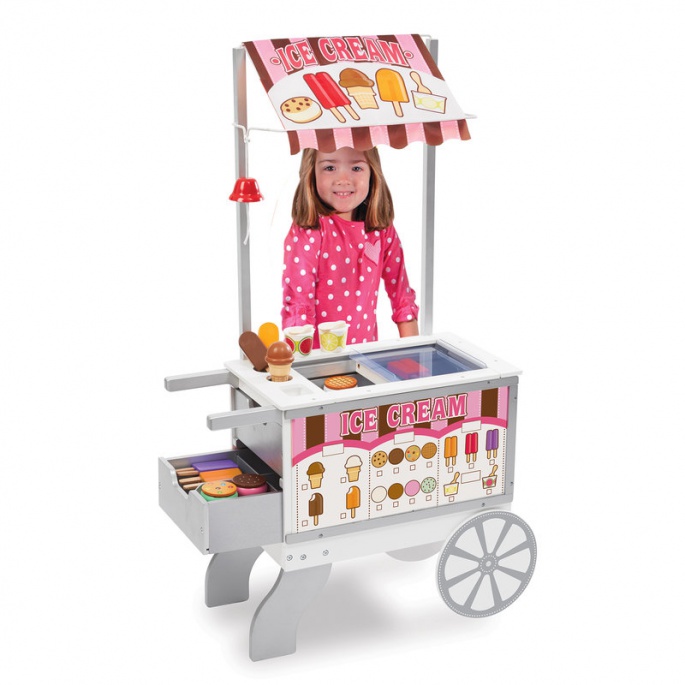 Melissa & Doug Lesene prodajni voziček s prigrizki in sladoledom