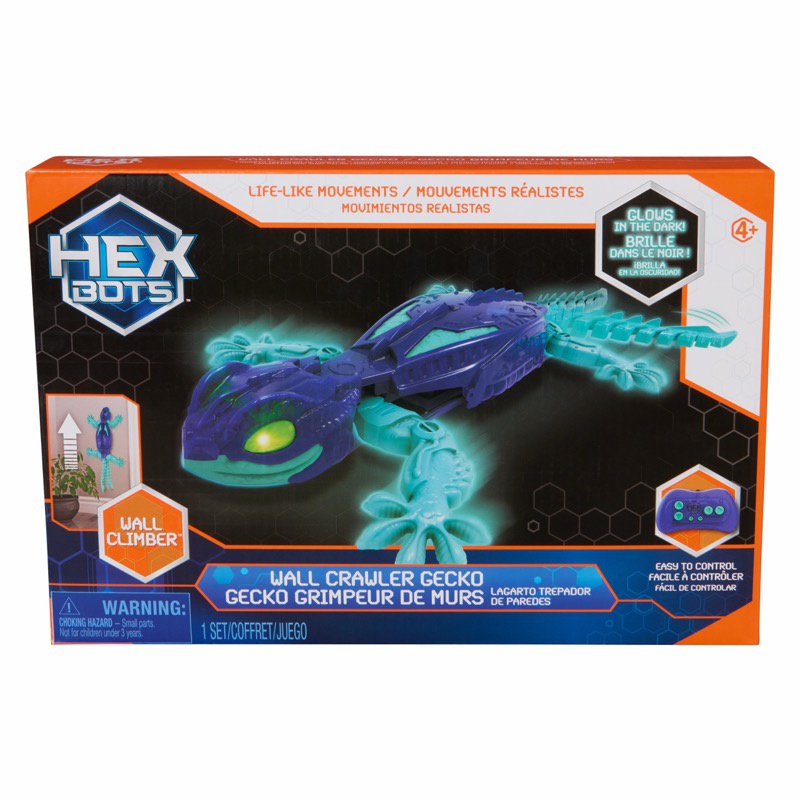 Hex Bots RC fosforescerende gecko, der kravler på vægge, turkis