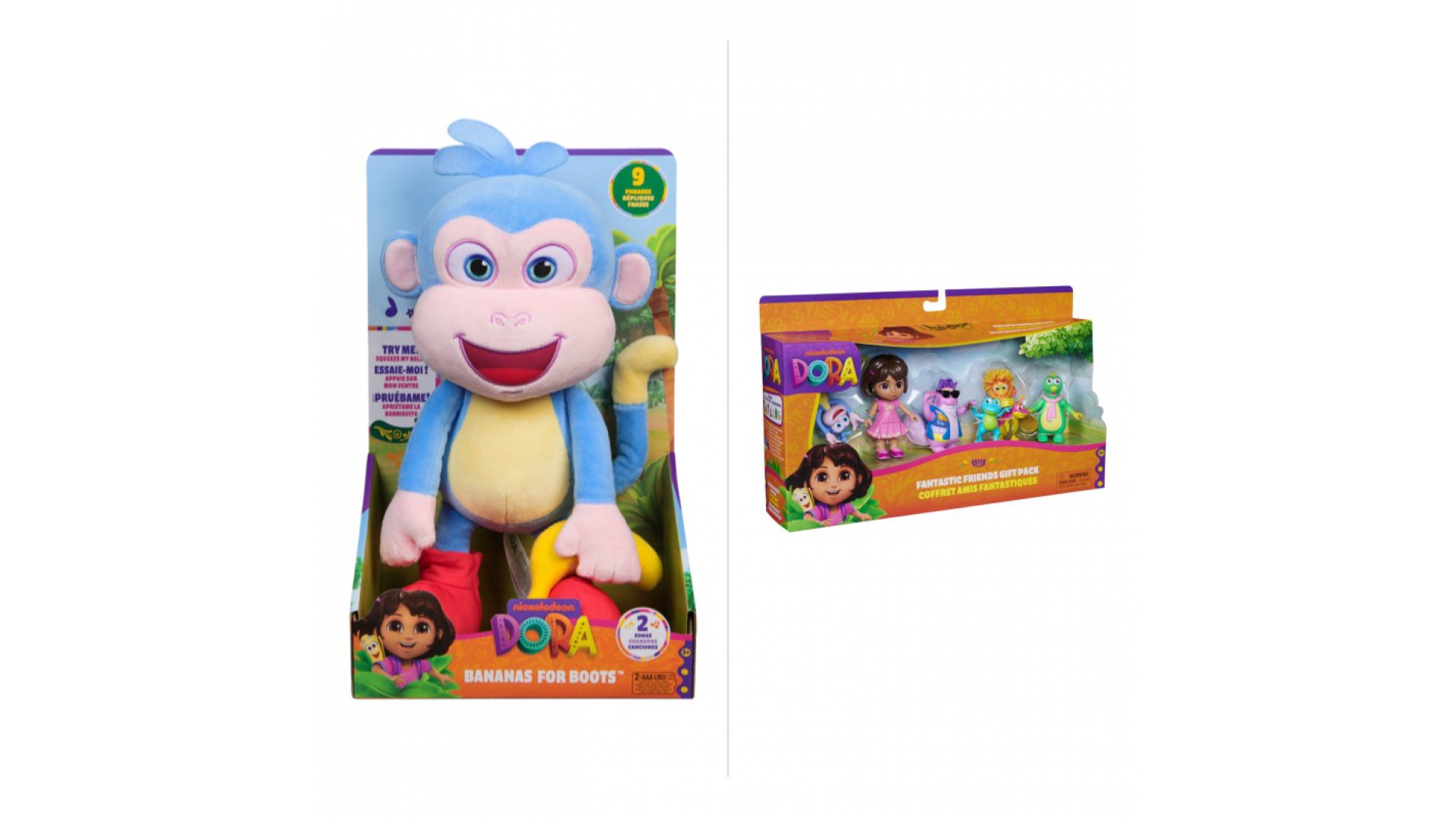 OFERTĂ: Dora pluș interactiv Boots cu banană 33 cm + set multiplu de figurine GRATUIT
