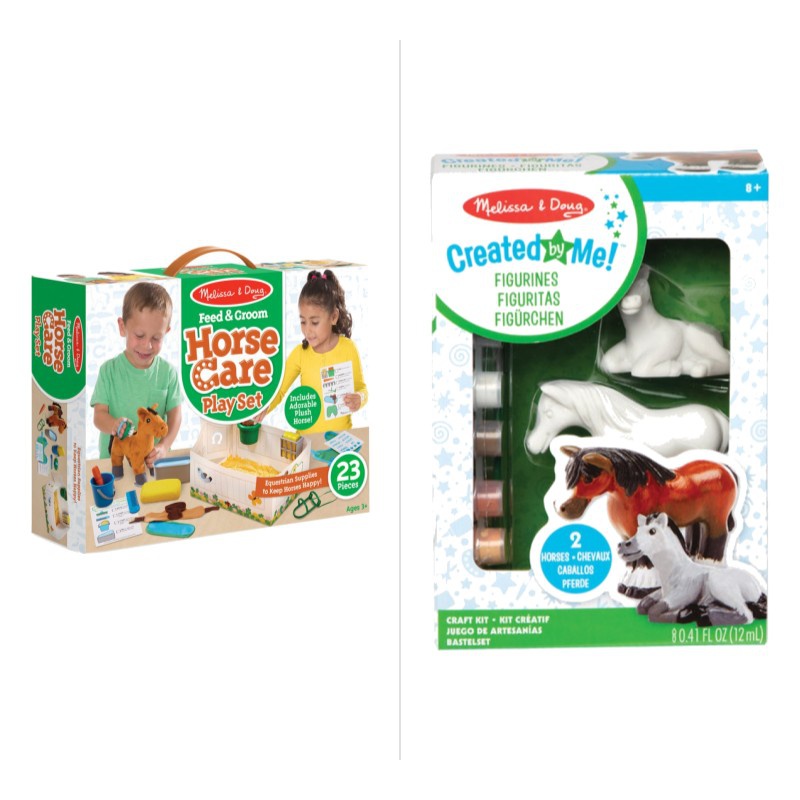 TILBUD: Melissa & Doug sæt tøjdyrshest i stald + kreativ hestefigur maling GRATIS