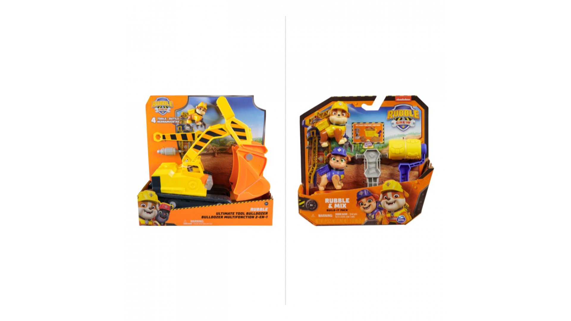 OFERTĂ: excavator pe șenile cu ciocan pneumatic Rubble și echipa + figurine Rubble și Mix cu accesorii GRATUITE