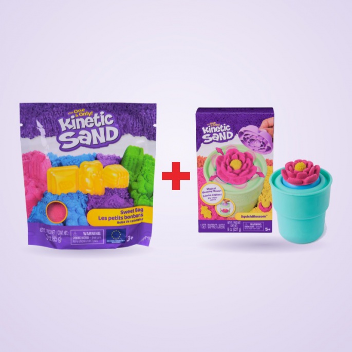 Set conveniente: Kinetic Sand confezione caramella + bocciolo in fiore con sconto del 25 %