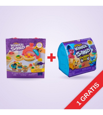 PROMOTION : Kinetic Sand fabrication de pizza + chien dans niche mini OFFERT