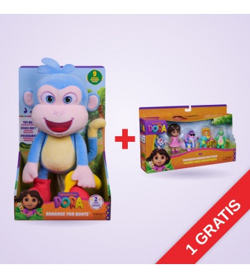 OFFERTA: peluche interattivo Dora Boots con banana 33 cm + set multiplo di personaggi GRATIS