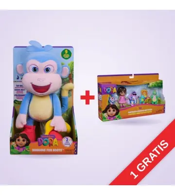 OFERTA: Dora peluche interactivo Boots con plátano 33 cm + paquete múltiple de figuras GRATIS