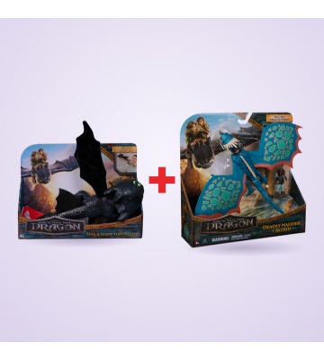 Set avantageux : peluche Dragons Krokmou + dragon et Viking Nodr avec 25 % de réduction