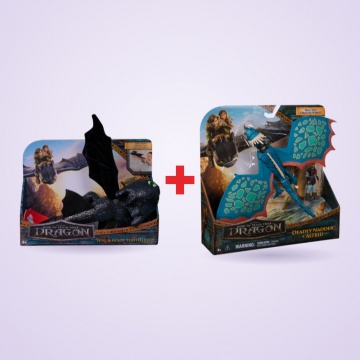 Set ventajoso: peluche de Cómo entrenar a tu dragón Desdentao + dragón y Vikingo Nodr con un 25 % de descuento
