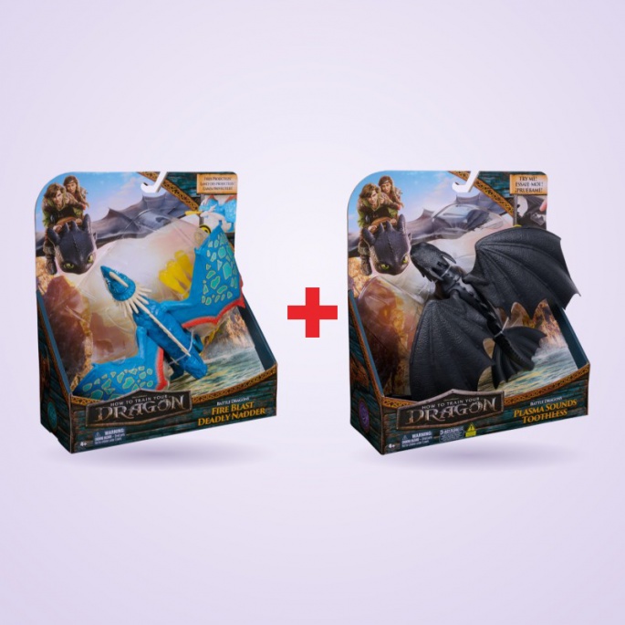 Set conveniente: Dragon Trainer Uncinato Mortale + Sdentato con sconto 25 %