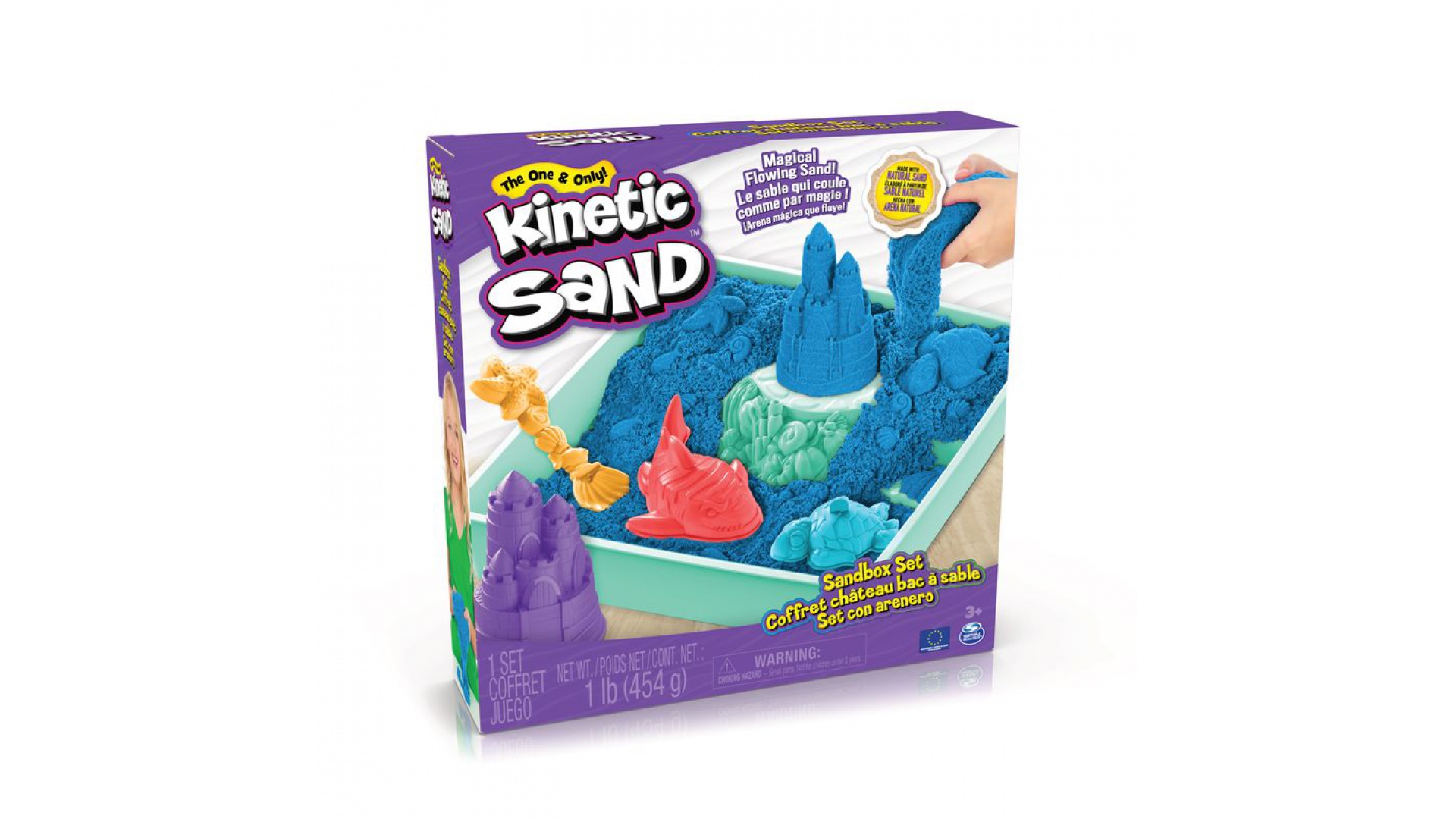 Levně Kinetic Sand krabice tekutého písku s podložkou modrá