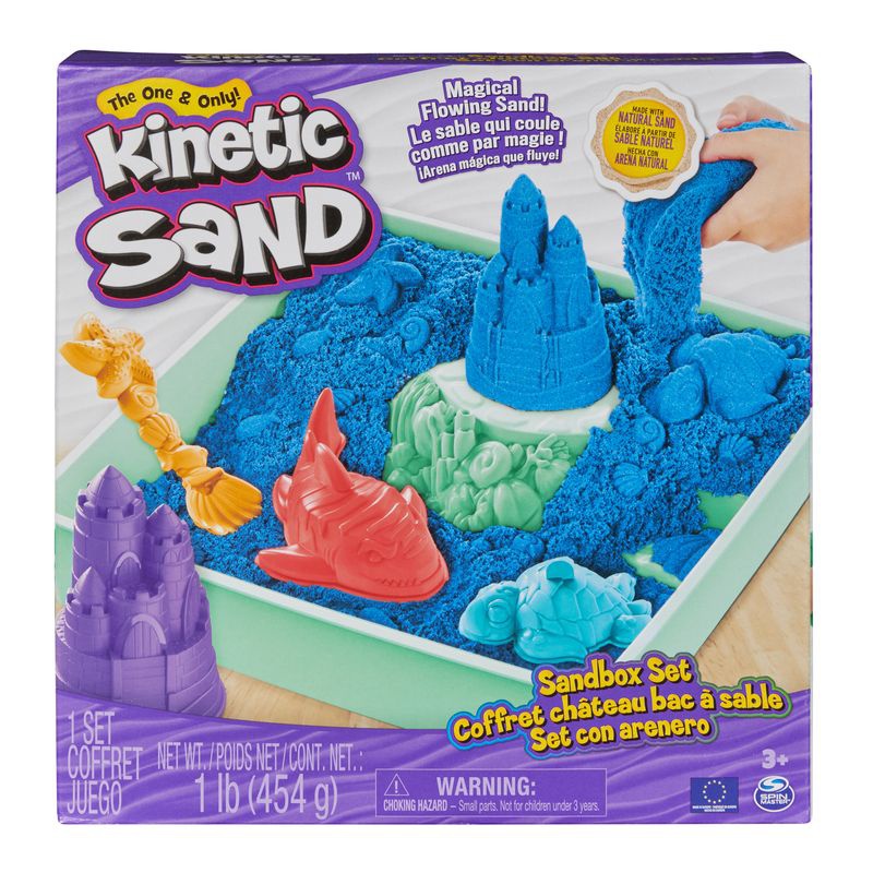 Kinetic Sand låda med underlag blå